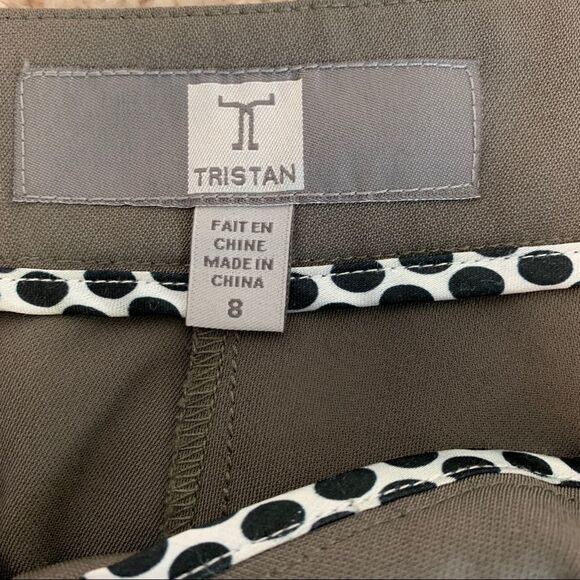 TRISTAN khaki green Flowey tapered belted dress pants trousers Sz 8 - Picture 5 of 9